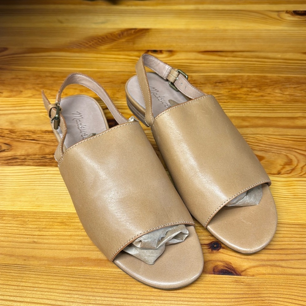 Madewell Mule Sandal Open toe Camel Cognac Leather Nude 8.5